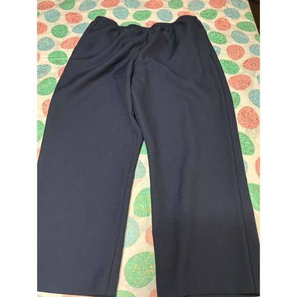 Alfred Dunner Pants - Alfred Dunner Navy Blue Elastic Waist Pull On Pants Petite 18P Straight Leg